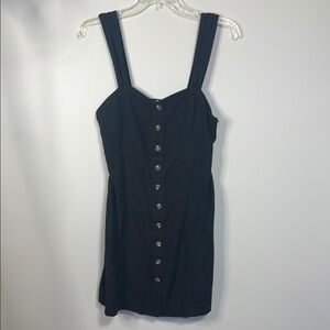 American Eagle Black Button-Down Mini Dress Cotton /Linen Size Med